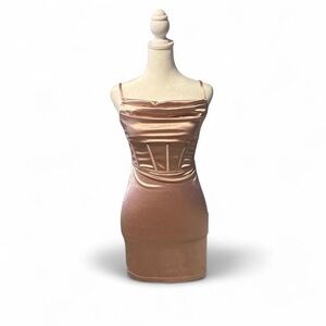 Forever 21 Satin Mini Dress - Metallic Pink